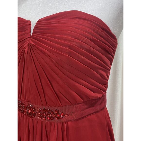 Adrianna Papell Women's Red Strapless Embellished Lined Cocktail Dress Size 8 - Picture 5 of 9